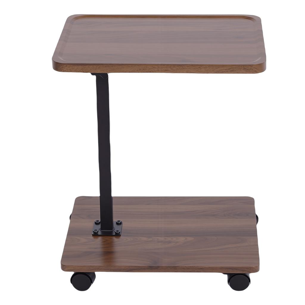 Sofa Side Table Metal Solid Wood Modern Minimalist Rolling Couch End Table Supports Height Adjustment for Laptop