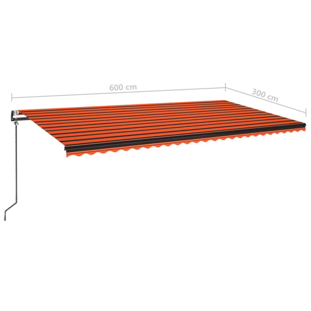 Automatic Awning with LED Lights & Wind Sensor 600 x 300 cm Orange Brown