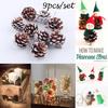 9Pcs/set Home Supplies Party Hanging Ball Christmas Tree Ornament Pinecone Pine Nuts