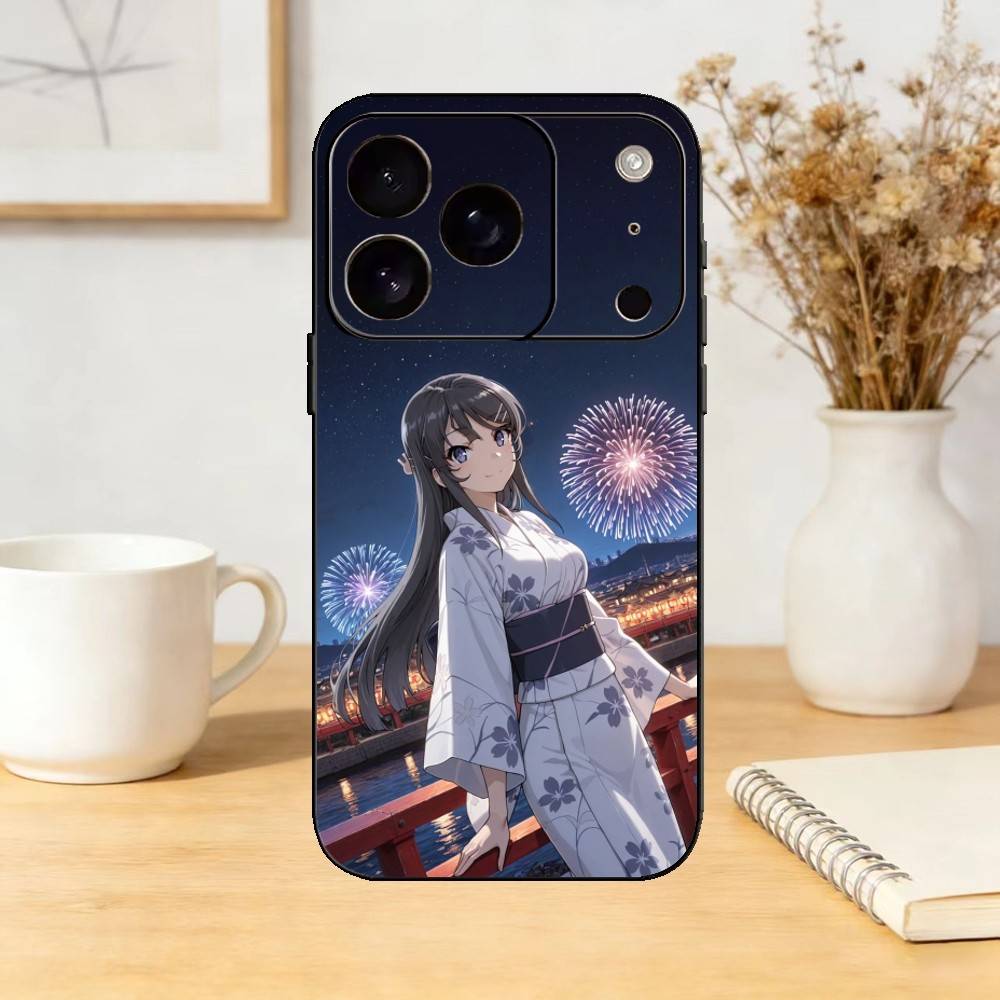 Чехол для телефона Senior S-Sakurajima Mai для iPhone 17,16,15,14,13,12,11 Plus,Pro,Max,Mini Силиконовый черный Мягкий чехол