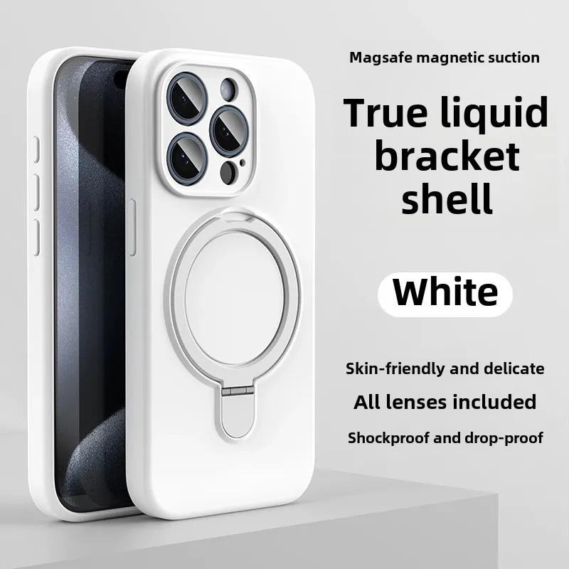 Чехол-подставка с магнитным кольцом из жидкого силикона для Magsafe IPhone 17 Air 16 15 14 13 12 Pro Max Plus 17Pro Mag Safe Чехол для телефона