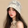 Spicy Girl Hollow Out Beanies Breathable Flower Pile Hat Weave Knitted Cap  Apparel Accessories