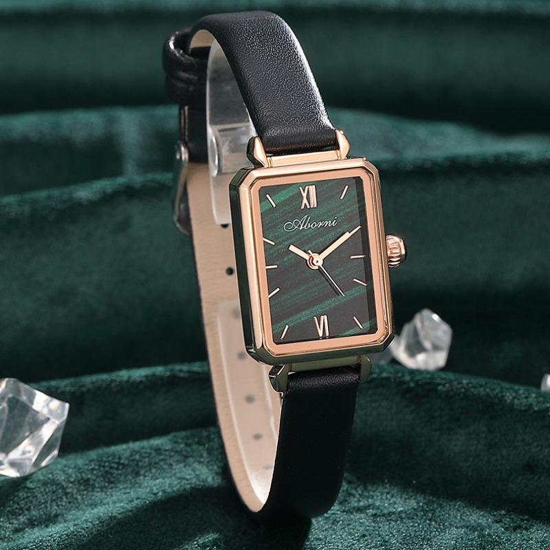 ABORNI Маленькие зеленые часы женские водонепроницаемые маленькие квадратные часы модные ретро легкие роскошные нишевые кварцевые женские часы