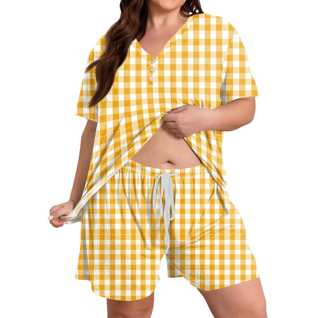 Женский Повседневный Комплект из Двух Предметов Большого Размера: Топ с Коротким Рукавом и Шорты на Шнурке, Свободный Крой, Одежда для Отдыха, Летний Наряд
