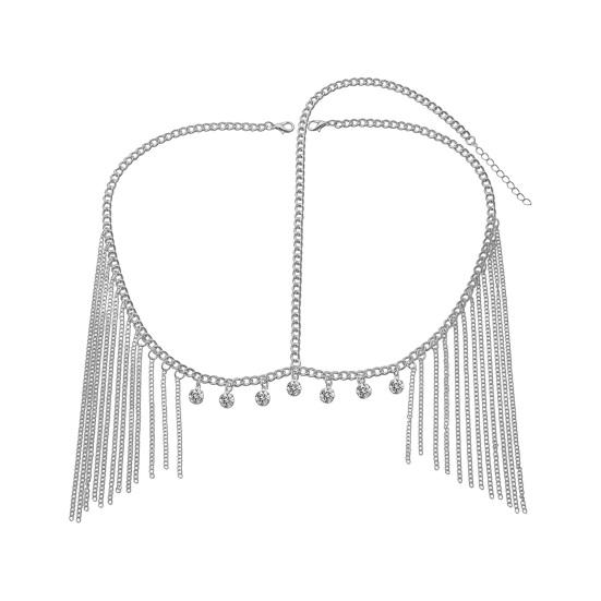 Цепочка на волосы Регулируемый размер Женская Индийская головная убор Многослойная Тиара со стразами и Золотыми кисточками Сверкающие стразы Головной убор