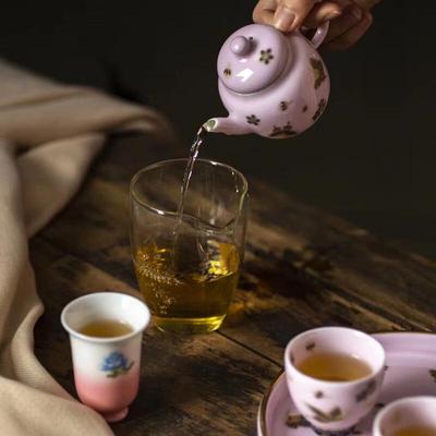 Керамический чайный набор для кунг-фу «Розовая бабочка»