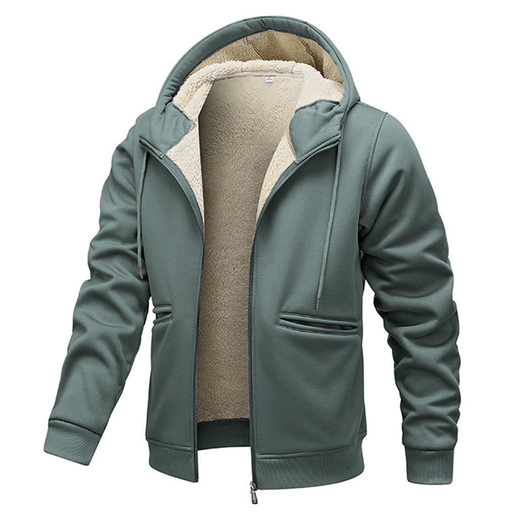 Lamb Fleece Men's Hoodie With Thickened Fleece Winter, Hooded Sportswear, Casual Cardigan, And Warm Jacket