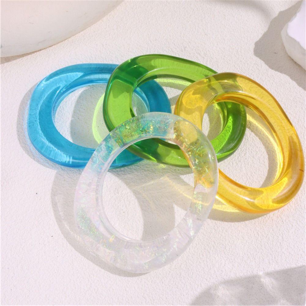 Geometry Transparent Bangle Simple Women Hand Ring Exaggerate Resin Bracelet Ladies Girl