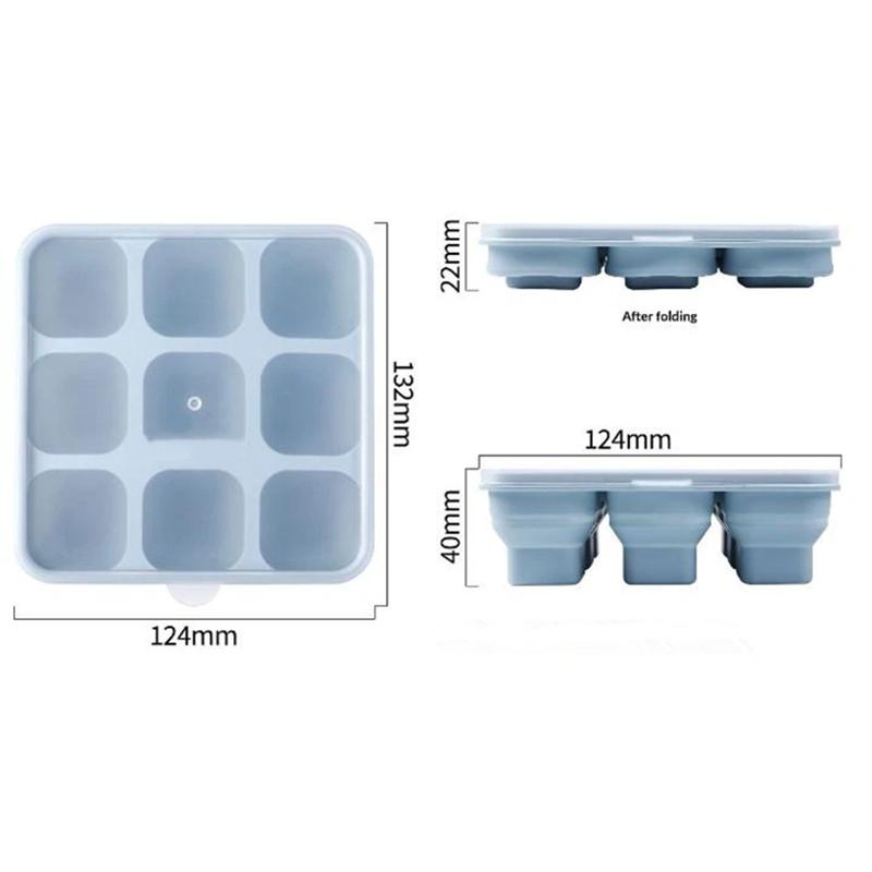 Foldable Silicone Ice Cube Trays with Lids Perfect for Summer BPA Free Ice Molds for Cocktails Coffee Pool Beach Party Drinks