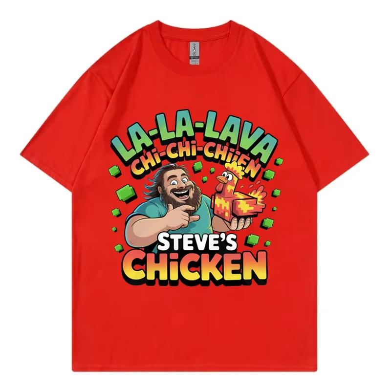 Steve's Lava Chicken Graphic T Shirts Men Women Casual Loose Short Sleeve T-shirt Harajuku Cartoon Oversized T-shirts Streetwear