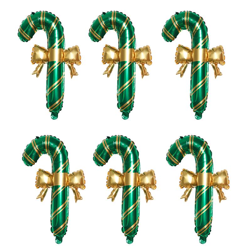 6 шт. Рождественское украшение Леденец Бант Воздушный шар Красные и зеленые полосы Рождественский фольгированный шар Рождественские Новогодние товары для вечеринки