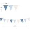 32Ft Blue Party Decorations Retro Blue Triangle Banner Flag Pennant Bunting Fabric Garland Streamers for Nautical Wedding Birthday Ahoy Achor Bridal