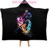 Colorful Ice Hockey Sports Hooded Wearable Blanket Throw Warm Robe Cape Wrap for Men Women