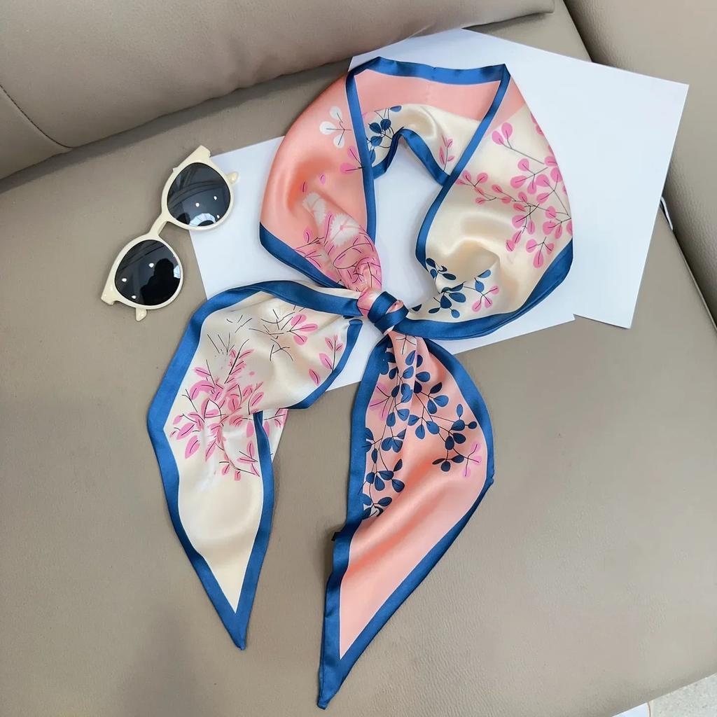Luxury Design Zebra In Flowers Women Scarf Luxury Silk Scarf Fashion Hair Headband Foulard Skinny Bag Scarves Neckerchief Lady