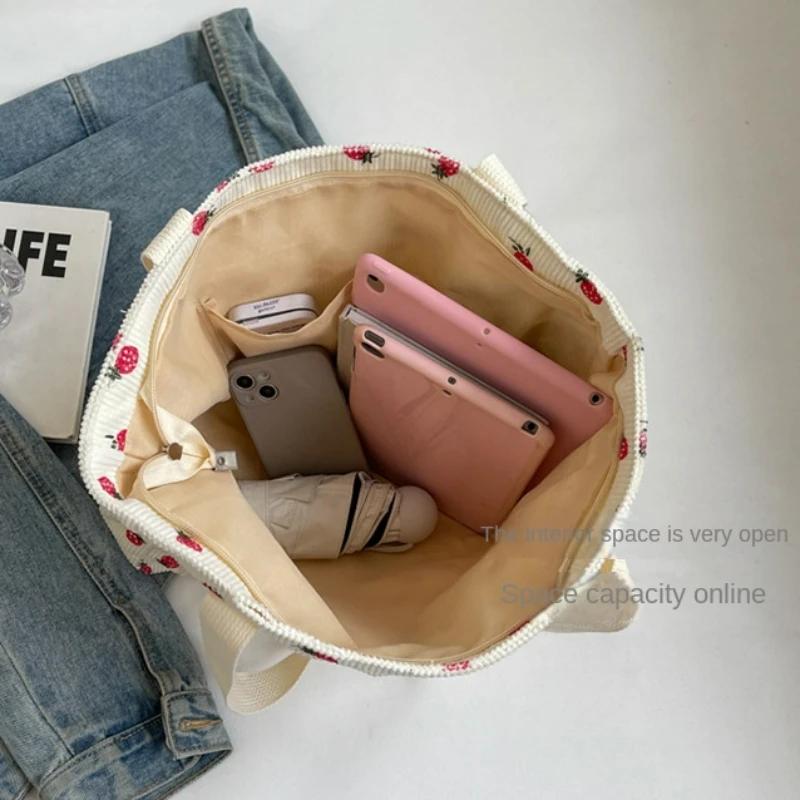 Fresh Sweet Girl's Handbag Fashionable High End Corduroy Printed Shoulder Bag Leisure Shopping Commuter Women's Underarm Bag