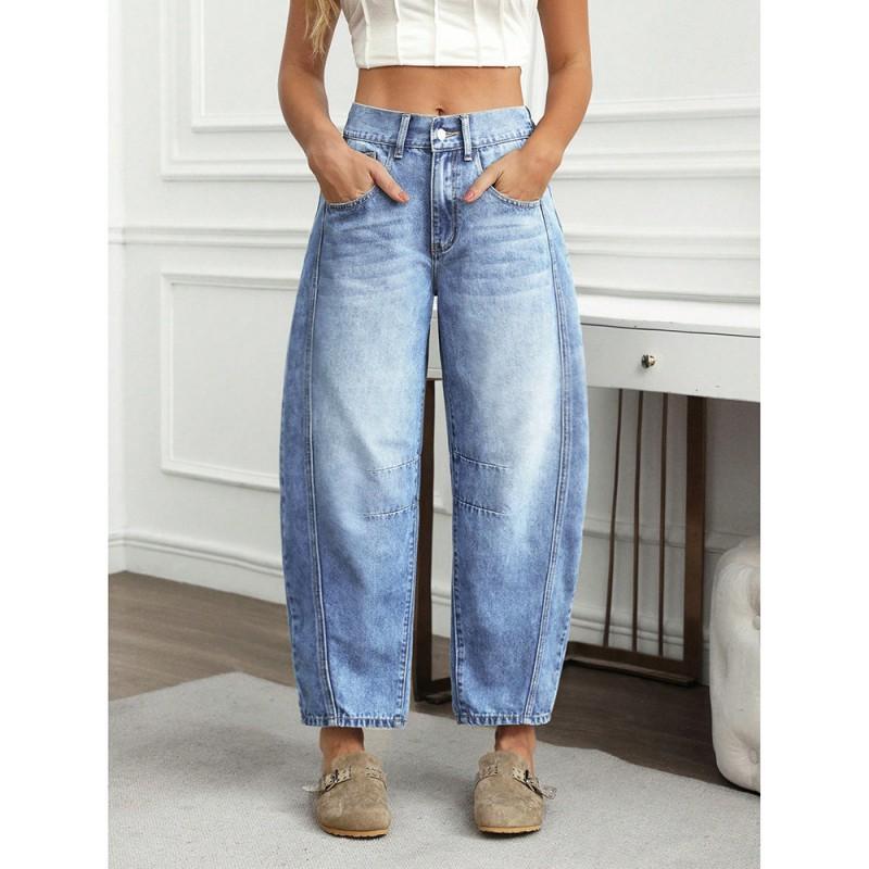 Womens Loose Straight Leg Jeans Wide High Waist Washed Casual Long Pants 2025