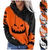 Women's Casual Fashion Halloween Print Long Sleeve Pullover Hoodies Sweatshirts
