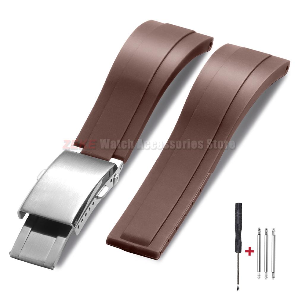 Силиконовый ремешок для часов 20 мм для Rolex для Water Ghost Green Водонепроницаемый резиновый ремешок для часов Цельный регулируемый браслет с раскладывающейся застежкой