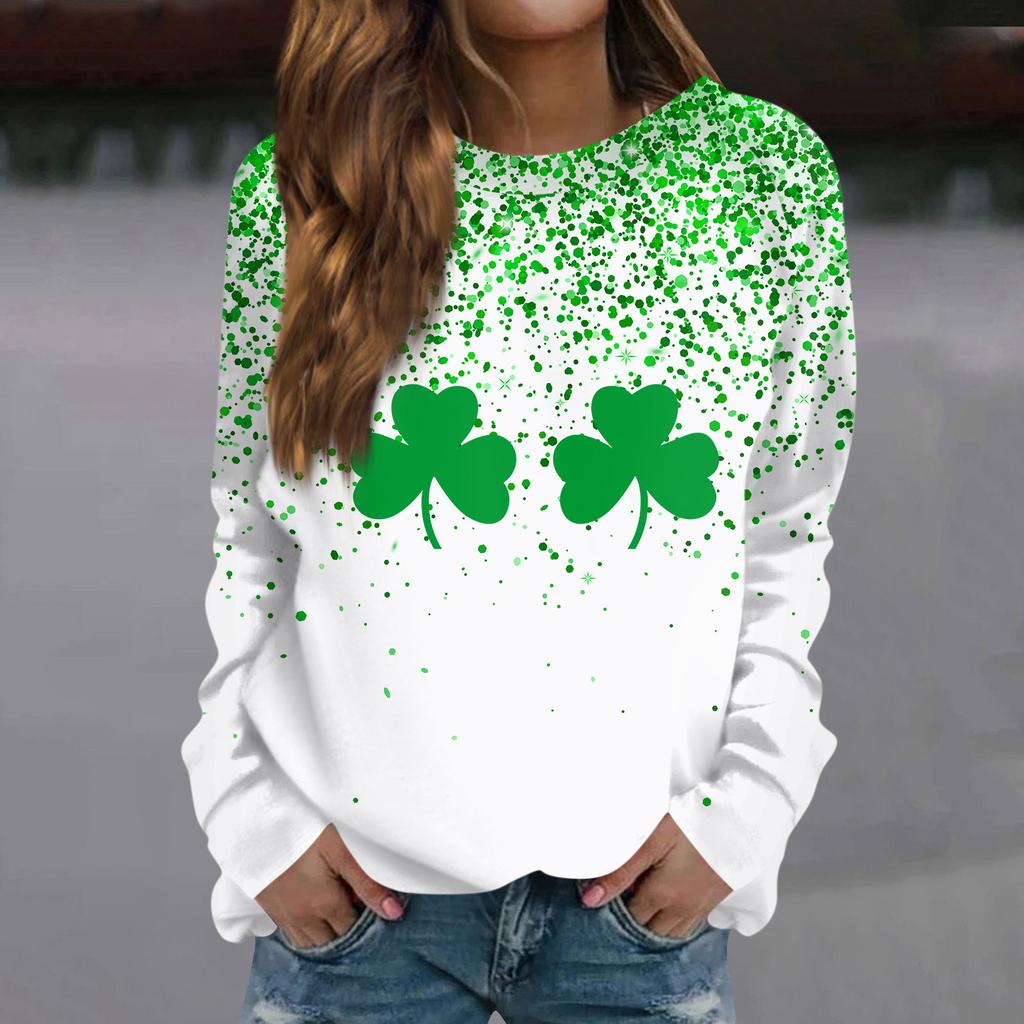 Женская мода повседневная толстовка с длинным рукавом и круглым вырезом с принтом