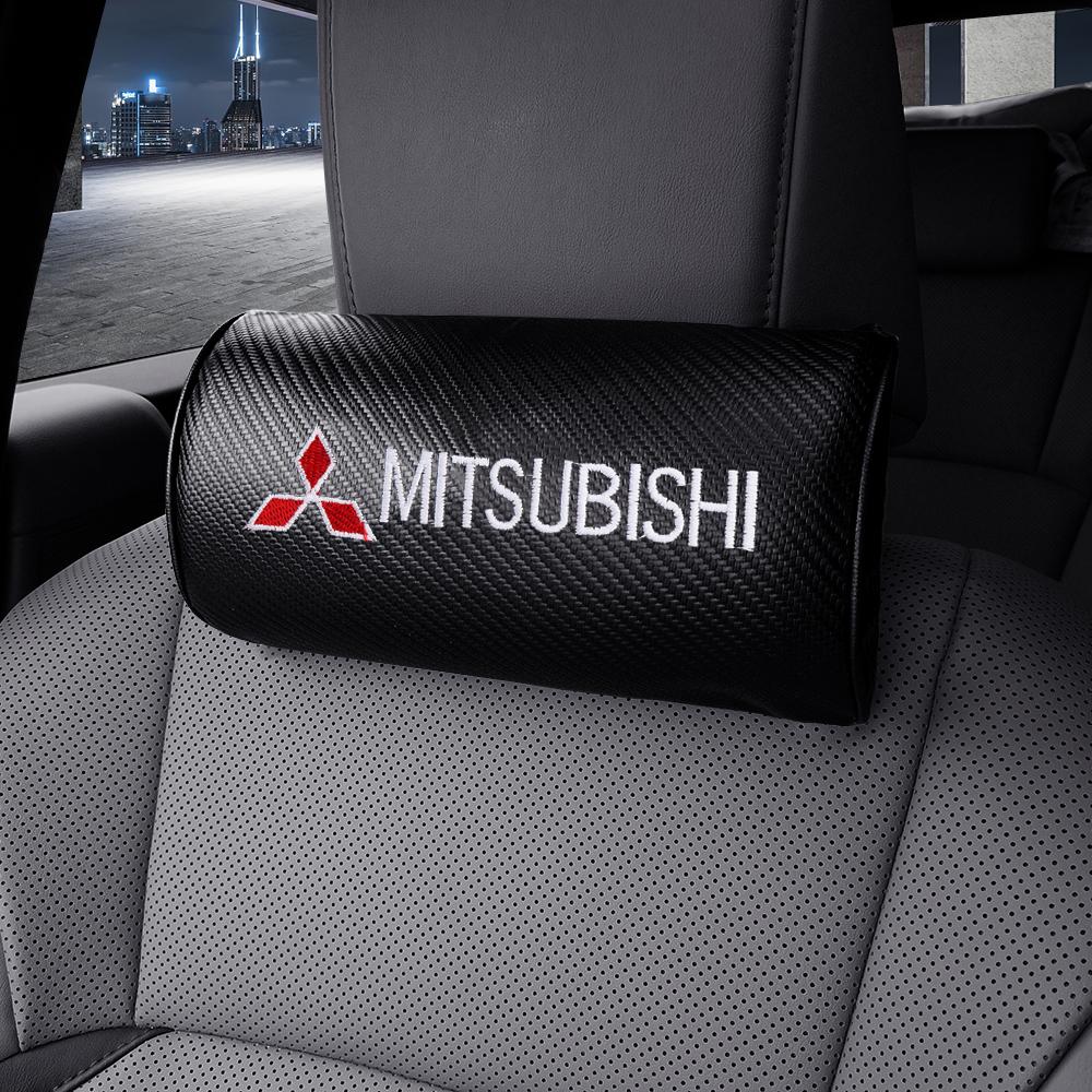 1/2pcs Car Carbon Fiber Seat Headrest Neck Pillow Head Cushioning Accessories for Mitsubishi l200 Pajero Outlander Lancer X Z30
