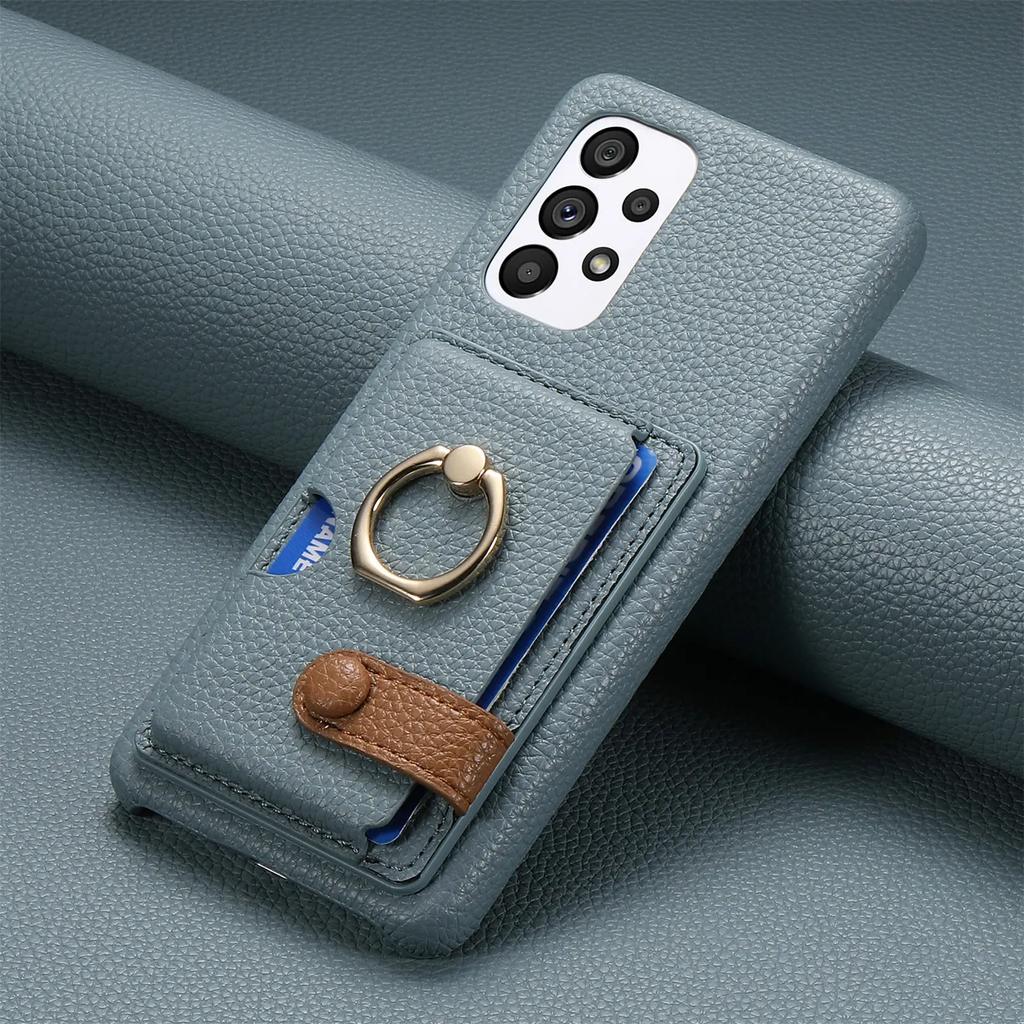 Ring Leather Phone Case for Samsung Galaxy S25 23 S21 FE S24 Ultra S22 Plus A54 A15 A25 A35 A55 Wallet with Card Holder Cover