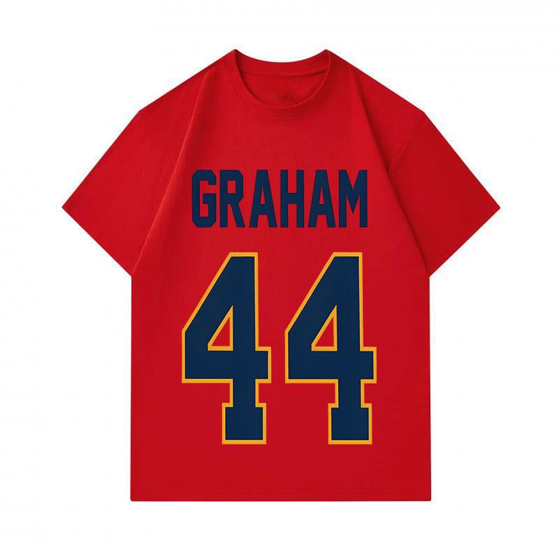 Men's 100% Cotton Crew Neck Short Sleeve T-Shirt, Casual Graham 44 Number Printed Athletic Style Soft Breathable Summer Daily Wear Graphic Tee for Mal