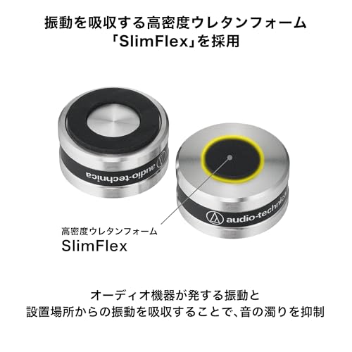 Audio-Technica AT6098a Изоляторы для динамиков проигрывателя винила, Обработанная нержавеющая сталь с шипами из высокоплотного уретана SlimeFlex, Серебристый, Комплект из 8 штук