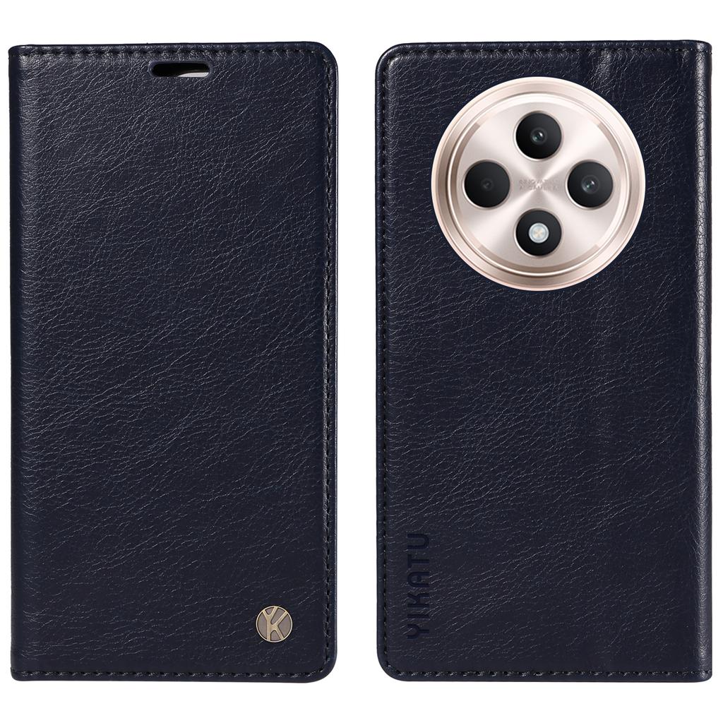 For Oppo Reno12 F 4G Case Wallet Litchi Grain Leather Phone Cover Magnetic Auto-Absorbed