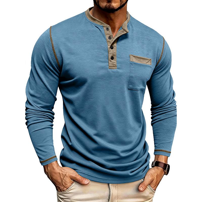 Мужская футболка с длинным рукавом и лоскутным узором