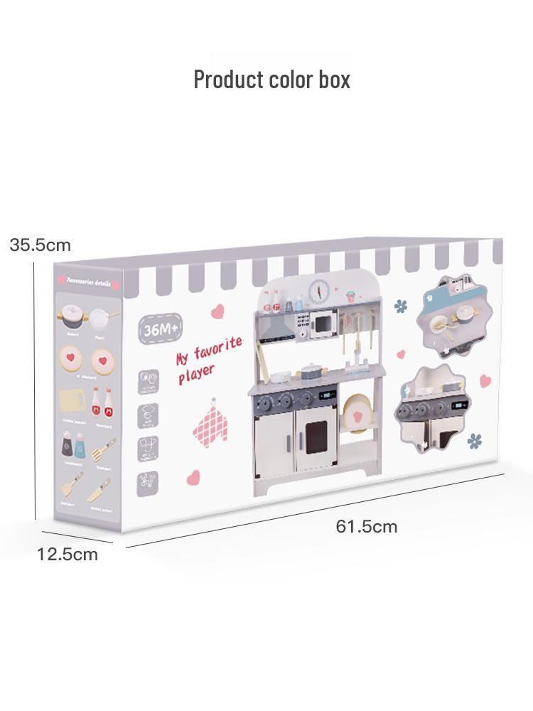 Children's Nordic Style Wooden Play Kitchen Set with Fridge and Oven