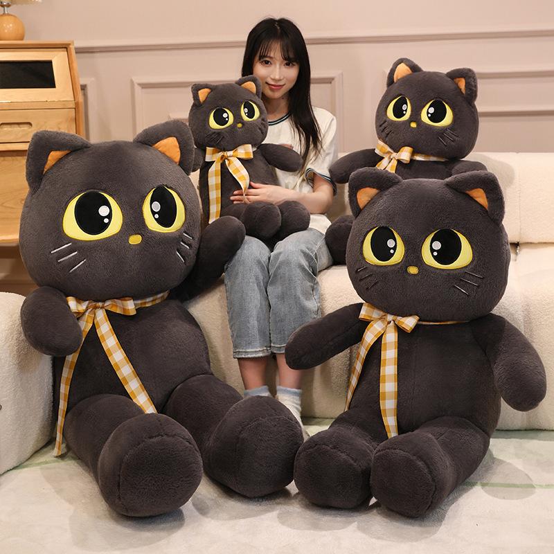 Cartoon Black Cat Doll Plush Toy Big Cat Doll Girl Companion Comfort Rag Doll Birthday Gift