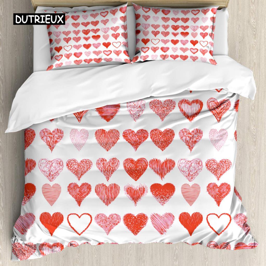 Комплект постельного белья Love Heart, простой клетчатый пододеяльник 200x200, наволочка, односпальная, двуспальная, двуспальная, королевская, скандинавская пара, покрывало, постельное белье