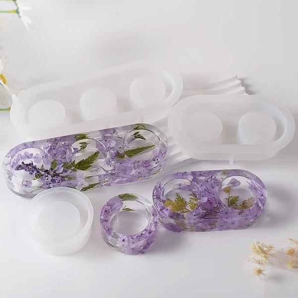 Round Candle Holder Silicone Mold Cement Candlestick Mould DIY Plaster Epoxy Resin Handicraft Molds Home Dinner Decor