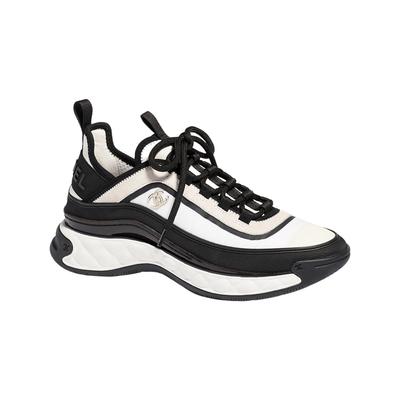 (в) Кроссовки из смешанных волокон Ткань Замша Телячья кожа и Белый Черный