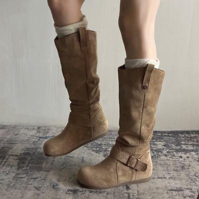 Ретро ковбойские сапоги женские 2025 новая осень темперамент высококлассные облегающие сапоги внутренняя высота увеличение универсальные рыцарские сапоги