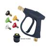 Short Handle High Pressure Washer Gun Single Water Gun Aluminum Alloy with 5 Nozzles & Karcher Adapter for Car Washing Garden