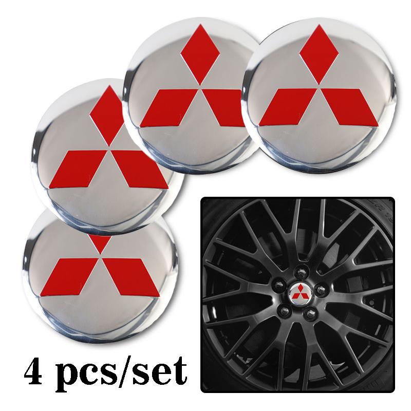 4Pcs Car Emblem Wheel Hub Center Cap Sticker Rim Badge Cover For Mitsubishi Eclipse Lancer Mirage Jinxuan Galant Mirage Montero