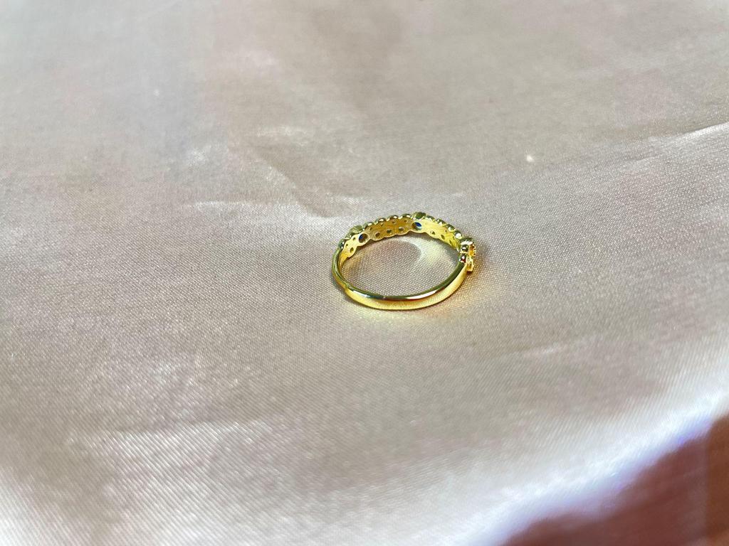 Женское кольцо «Соты» с голубым бриллиантом: Серебро 925 пробы, Регулируемый размер, Японский дизайн легкой роскоши.