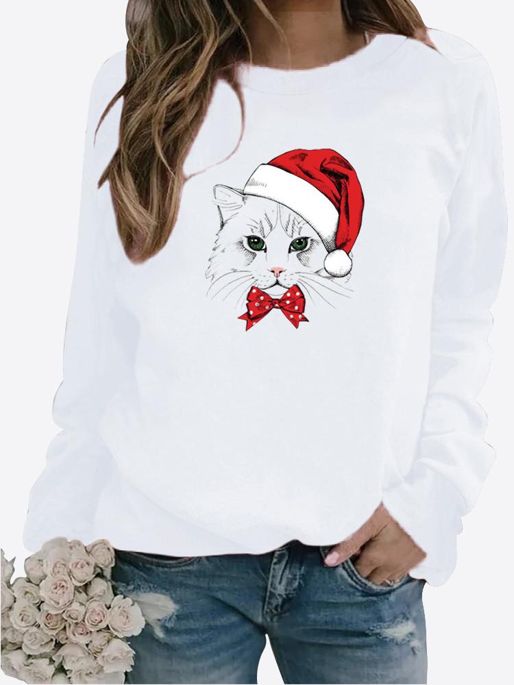 Женская осенне-зимняя одежда, повседневная толстовка с принтом, топы с длинными рукавами, футболка, женский пуловер с круглым вырезом, блузка