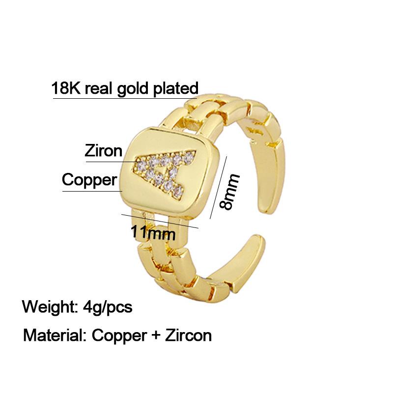 Initial Letter Ring Women Trendy Adjustable Pave Micro Zirconia Hollow Finger Ring For Women Jewelry Gift