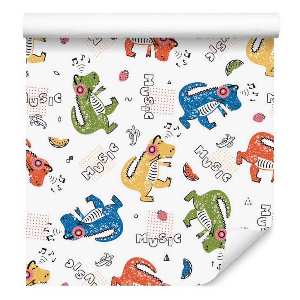Colorful crocodiles and musical notes wallpaper for living room and bedroom 50x1000
