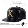 Metal K Letter Crocodile Grain PU Leather Hip-hop Hat Unisex Flat Top Baseball Cap Fashionable Outdoor Sunscreen Hats Leisure Travel Caps