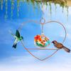 Heart-Shaped Hummingbird Feeder Hanging Water Feeder with Perch Colorful Glass Bottle Wire Frame Hummingbird Feeder for Porch Yard Garden Outdoor