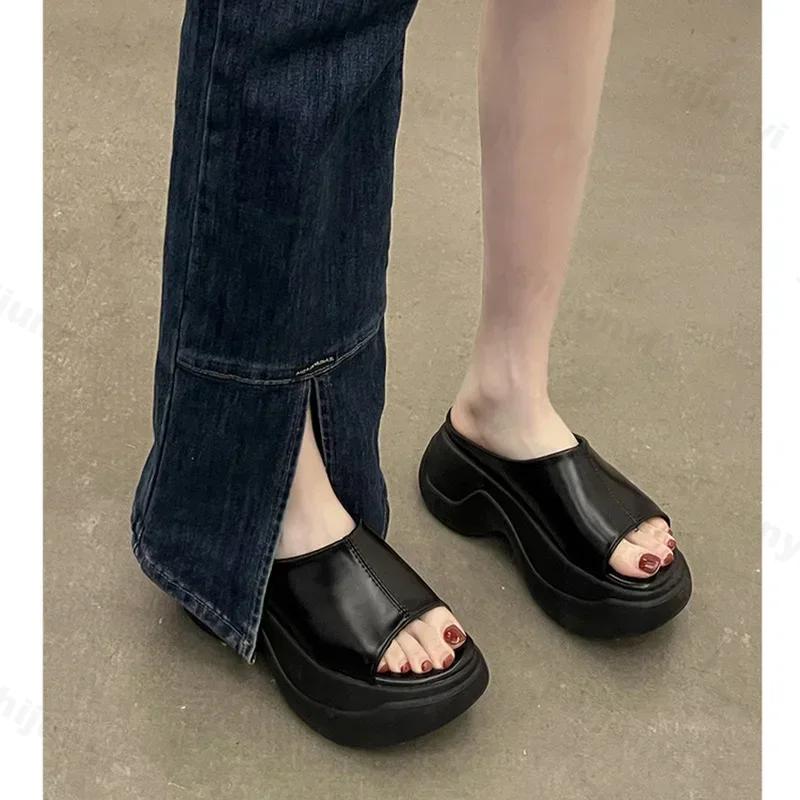 Fashion Women Wedges Platform Slippers Summer New Fashion Peep Toe Shoes Female Casual Thick Bottom Beach Slippers Female Zapatos