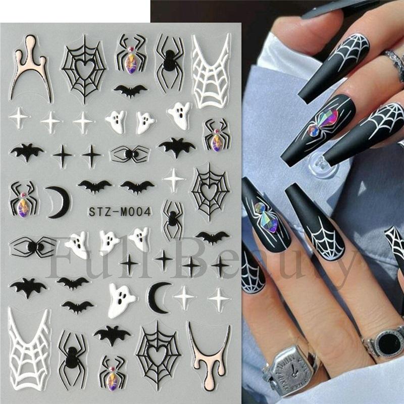 New nail art stickers Halloween micro-engraved love spider web spider skull funny cartoon nail art stickers