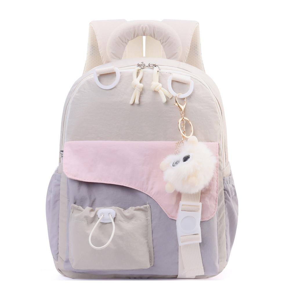 Color Blocked Childrens Backpack With Plush Pendant For School And Outings