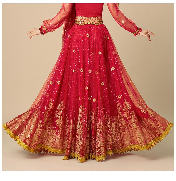 Костюм принцессы Дуньхуан из Западного региона для танца живота - Юбка-солнце 720° для экзотических выступлений.