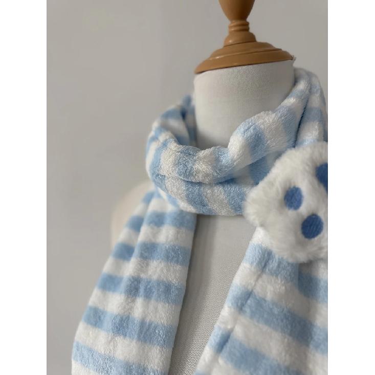 Original Homemade Mass-produced Water-color Pink Cute Cat Paw Japanese Striped Two-dimensional Scarf Women Luxury