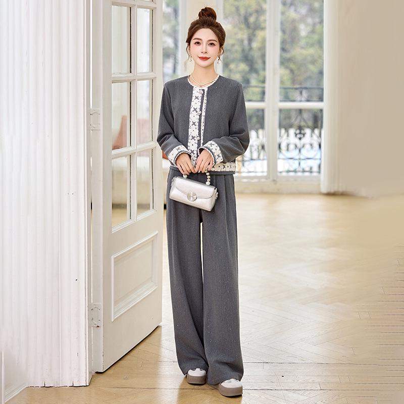2025 Spring Casual Chic Two-Piece Set: Age-Defying Cardigan & Wide-Leg Pants
