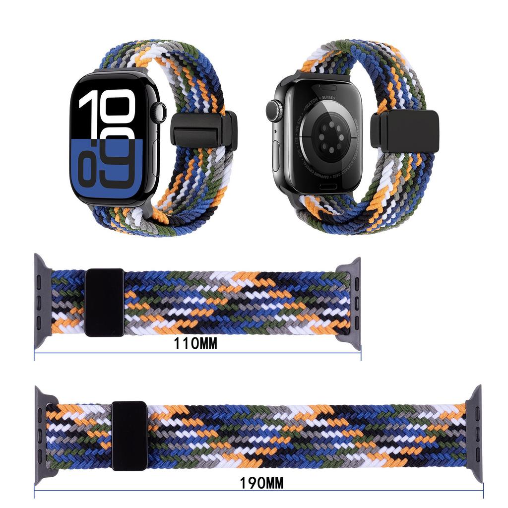 Ремешок для Apple Watch Series 10 Ultra 9 8 7 SE 6 5 4 3 2 1 46 мм 49 мм 45 мм 44 мм 42 мм, нейлоновый регулируемый ремешок с магнитной застежкой